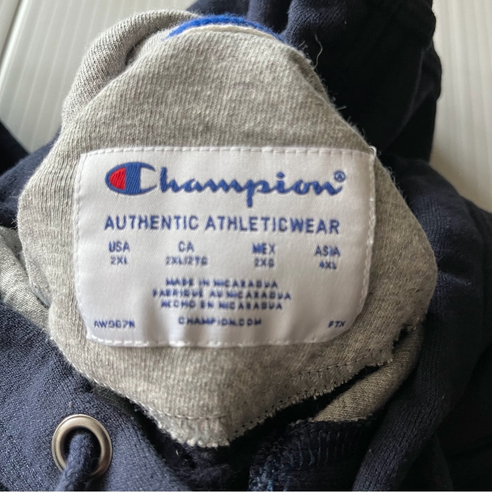 Champion Mens Pullover Hoodie Navy Blue Size 2XL - Picture 5 of 9